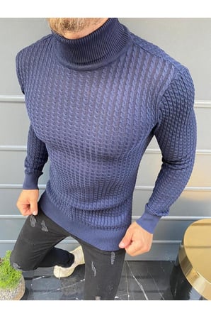 Slim Fit Naturel Pamuk Balıkçı Yaka Kazak Tüylenmeyen Rahat Esnek Dar Kesim Triko Kazak