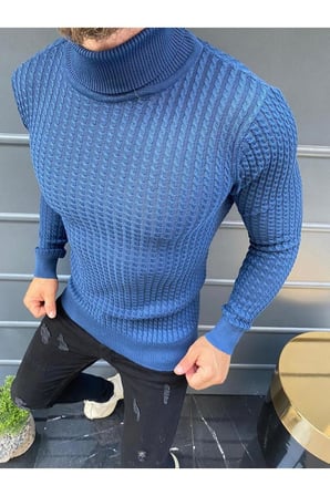 Slim Fit Naturel Pamuk Balıkçı Yaka Kazak Tüylenmeyen Rahat Esnek Dar Kesim Triko Kazak