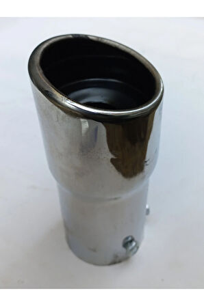 51 mm. Antipas iç kaplamalı önü kesik yuvarlak  ISLIK sesli sök/tak vidalı nikelaj egzoz eksoz ucu