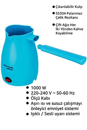 Awox Caffeen Türk Kahvesi Makinesi Elektrikli Cezve Mavi