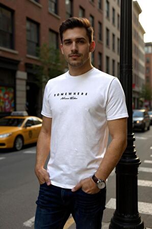 Erkek  Baskılı Yumuşak Kumaş T-Shirt