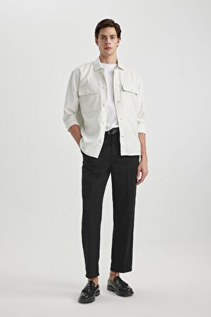 DeFacto Relax Fit Polo Yaka Cep Detaylı Gömlek Ceket B3903AX24SPWT33