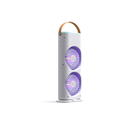 Truebo AirWind - Masaüstü Buhar Püskürtmeli Taşınabilir Şarjlı Led Işıklı Çift Fanlı Vantilatör