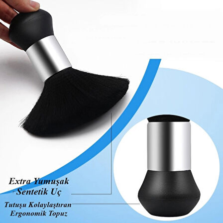 Topuzlu Tıraş Fırçası Berber Ense Fırçası Kuaförlerin Tercihi Berber Ense Fırçası Siyah