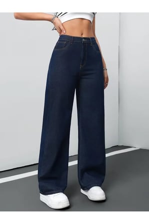Patricia Kadın Jeans Esnek Rahat Yüksek Bel Palazzo Jean Denim Kot Pantolon