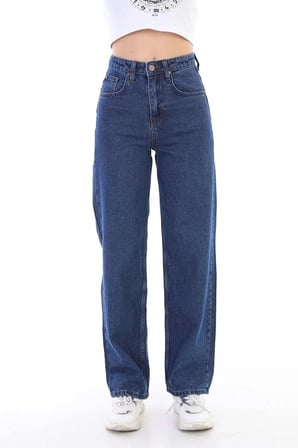 Julia 90's Lacivert Likralı Süper Yüksek Bel Salaş Jeans Palazzo Pantolon(Tam kalıptır)