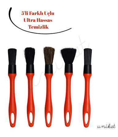 5'li Ultra Hassas Kırmızı Detay Temizlik Fırçası Her Biri Farklı Başlık 
