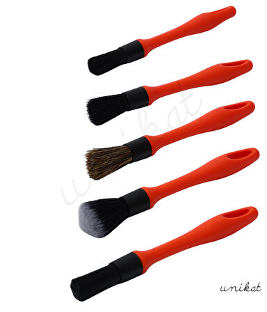 5'li Ultra Hassas Kırmızı Detay Temizlik Fırçası Her Biri Farklı Başlık 
