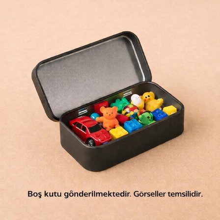  97x58x22 mm Siyah Metal Açılır Kapanır Kutu | Çok Amaçlı Organizer Takı Oyuncak Sigara Kutusu Snack Box