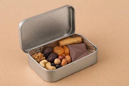 Arynima 97x58x22 mm Gri Metal Açılır Kapanır Kutu | Çok Amaçlı Organizer Takı Oyuncak Sigara Kutusu Snack Box