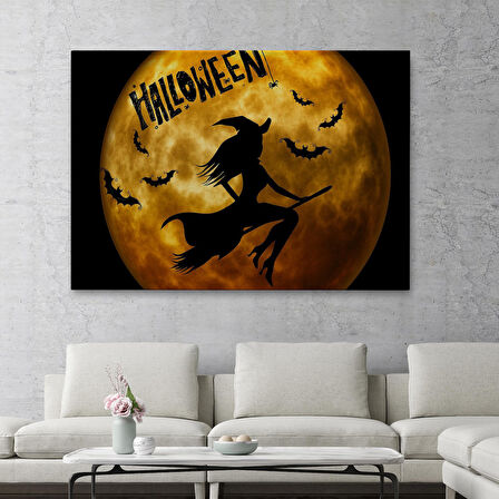 Süpürgedeki Cadı Duvar Sanatı, Cadılar Bayramı, Uçan Cadı Dekoratif Duvar Tablosu-5200