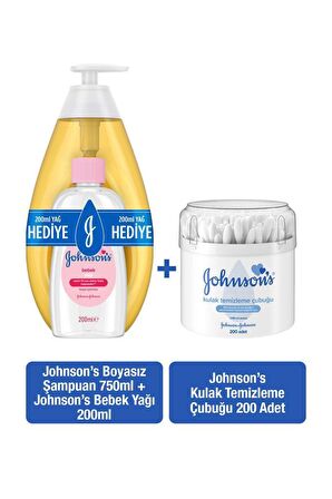 Johnson's Baby Göz Yakmayan Yenidoğan Uyumlu Saç ve Vücut Şampuanı 750 ml + Kulak Temizleme Çubuğu