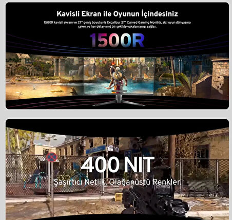 Casper Excalibur 27" 300HZ 1MS 400NIT Fast VA Curved HDR10 Oyuncu Monitörü