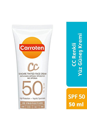 Carroten Cc Spf50 Yüksek Koruyucu Renkli Yüz Güneş Kremi 50ml