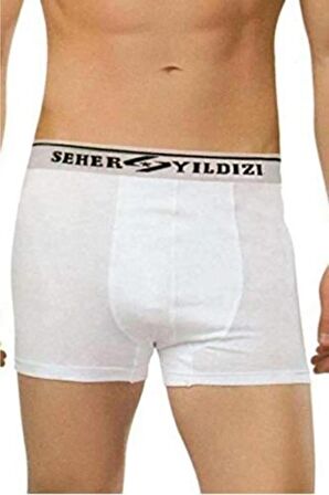 Erkek Beyaz 6 Lı Paket Likralı Boxer