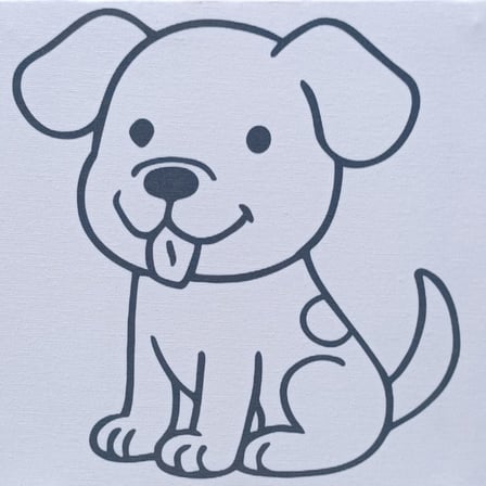 Çocuklar İçin Tuval Boyama Seti Sevimli Köpek 19x19 Cm (Tuval, Şövale, Fırça ve 6 Renk Akrilik Boya Seti)