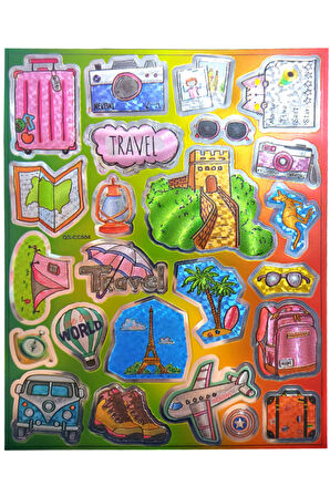 Metalik Sticker Stiker Defter Planlayıcı Etiket (QS004)-25x20 cm- Tatil Paris