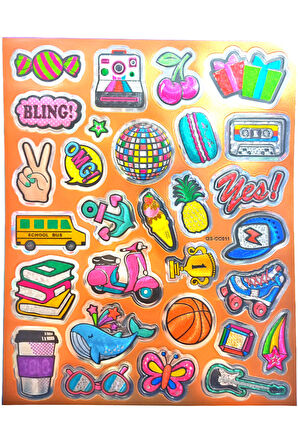 Metalik Sticker Stiker Defter Planlayıcı Etiket (QS011)-25x20 cm- Parti Notaljik
