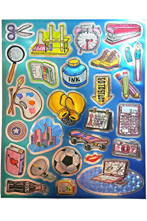 Metalik Sticker Stiker Defter Planlayıcı Etiket (QS006)-25x20 cm- Okul Deney 