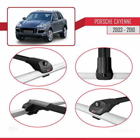 Porsche Cayenne (9PA) 2003-2010 Arası ile Uyumlu ACE-1 Ara Atkı Tavan Barı Siyah 2 Adet