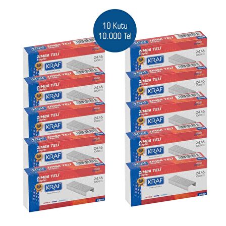 KRAF 235G No: 24/6 Beyaz Zımba Teli - 10 Kutu X 1000 Adet