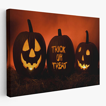 Cadılar Bayramı Korkunç Kabak Kanvas Dekoratif Duvar Tablosu-5201