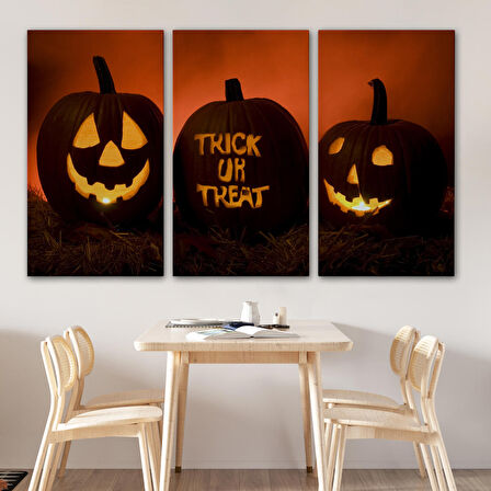 Cadılar Bayramı Korkunç Kabak Kanvas Dekoratif Duvar Tablosu-5201