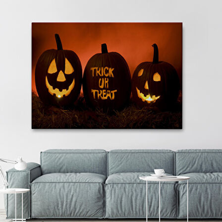 Cadılar Bayramı Korkunç Kabak Kanvas Dekoratif Duvar Tablosu-5201