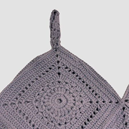Uretti - Yıldız 7202 - El Örgüsü Crop Büstiyer Bikini Üstü Motif - Mavi