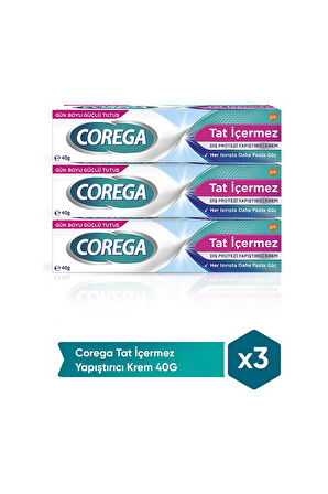 3 ADET Corega Super Protez Yapıştırıcı Tat İçermez Krem 40 gr + Protez Kabı Hediye