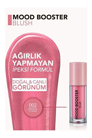 Flormar Mood Booster Yoğun Pigmentli & Doğal Işıltılı Likit Allık / Özel Uçlu Aplikatör