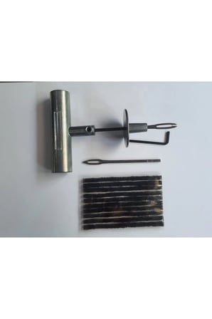 Dubleks Lastik Tamir Seti: 1 Metal Zamak Fitil Atma Aleti, 10 adet 3x100mm Kısa Fitil ve Yedek Uç (10 yama yapar)