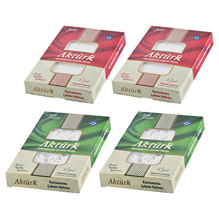 Aktürk Kastamonu Çekme Helva Sade ve Fıstıklı 250 gr 4 lü Karma Paket