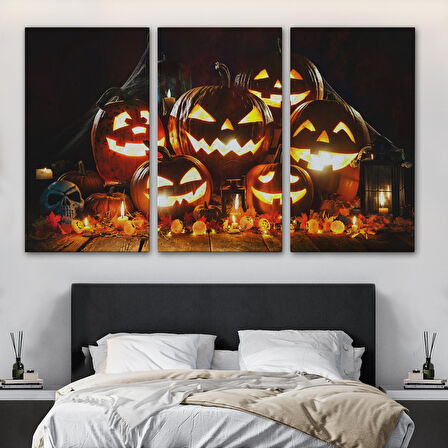 Cadılar Bayramı Korkunç Kabak Kanvas Dekoratif Duvar Tablosu-5203