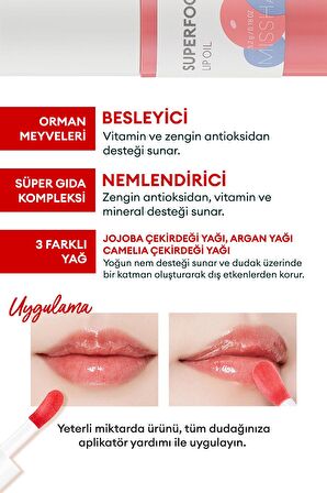 Yoğun Nemlendirici Dut Özlü Dudak Bakım Yağı 5.2g Super Food Lip Oil Berry