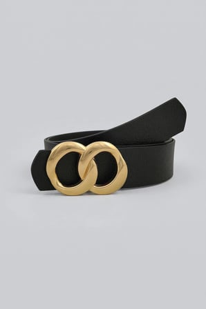 Sonsuzluk Gold Tokalı Siyah Kadın Kemer 3.5 cm