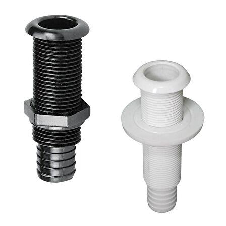 Thru-Hull w/St.Flange, 1", w/Hose Barb Ø30mm, Black