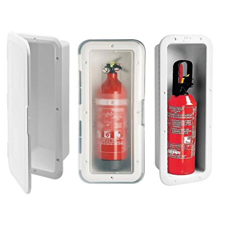 Storage Case f/Fire Extinguisher 1kg, w/Door, White