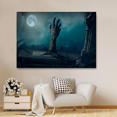 Mezarlık Dirilmiş El Cadılar Bayramı Mezardan Çıkan El Dekoratif Duvar Tablosu-5204