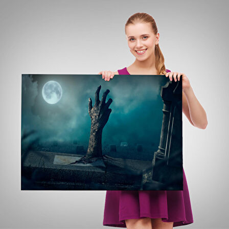 Mezarlık Dirilmiş El Cadılar Bayramı Mezardan Çıkan El Dekoratif Duvar Tablosu-5204