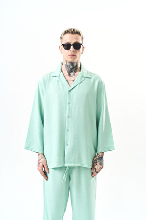 Erkek Fakir Kol Oversize Sofia Gömlek Mint