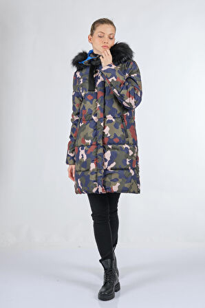 Bsb Kapüşonlu Zeytin Kadın Mont 048-217009