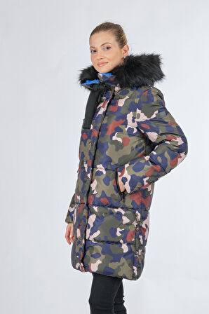 Bsb Kapüşonlu Zeytin Kadın Mont 048-217009