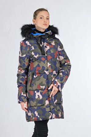 Bsb Kapüşonlu Zeytin Kadın Mont 048-217009