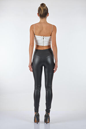 Bsb Dar Paça Yüksek Bel Lastikli Siyah Kadın Tayt 148-143001