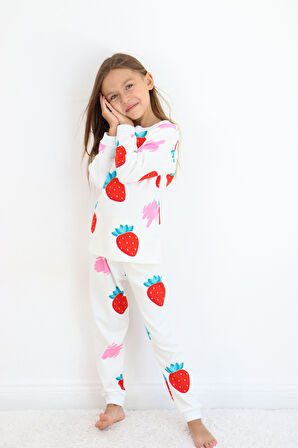 Kız Çocuk Orta Kalınlıkta Basic Baskılı Pijama Takımı