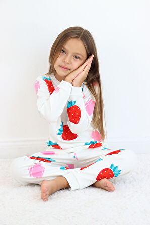 Kız Çocuk Orta Kalınlıkta Basic Baskılı Pijama Takımı