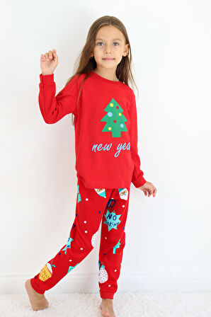 Kız Çocuk Orta Kalınlıkta Basic Baskılı Pijama Takımı