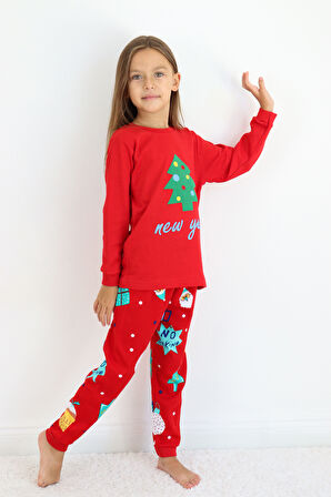 Kız Çocuk Orta Kalınlıkta Basic Baskılı Pijama Takımı