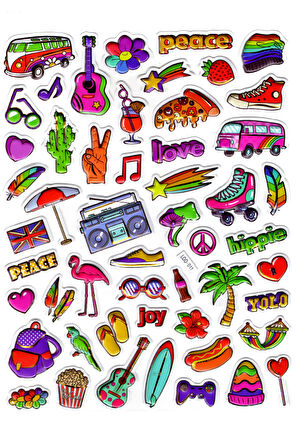 Sticker Kabartmalı Stiker Defter Planlayıcı Etiket (Ldd011)-24x19cm - Hippie Tatil